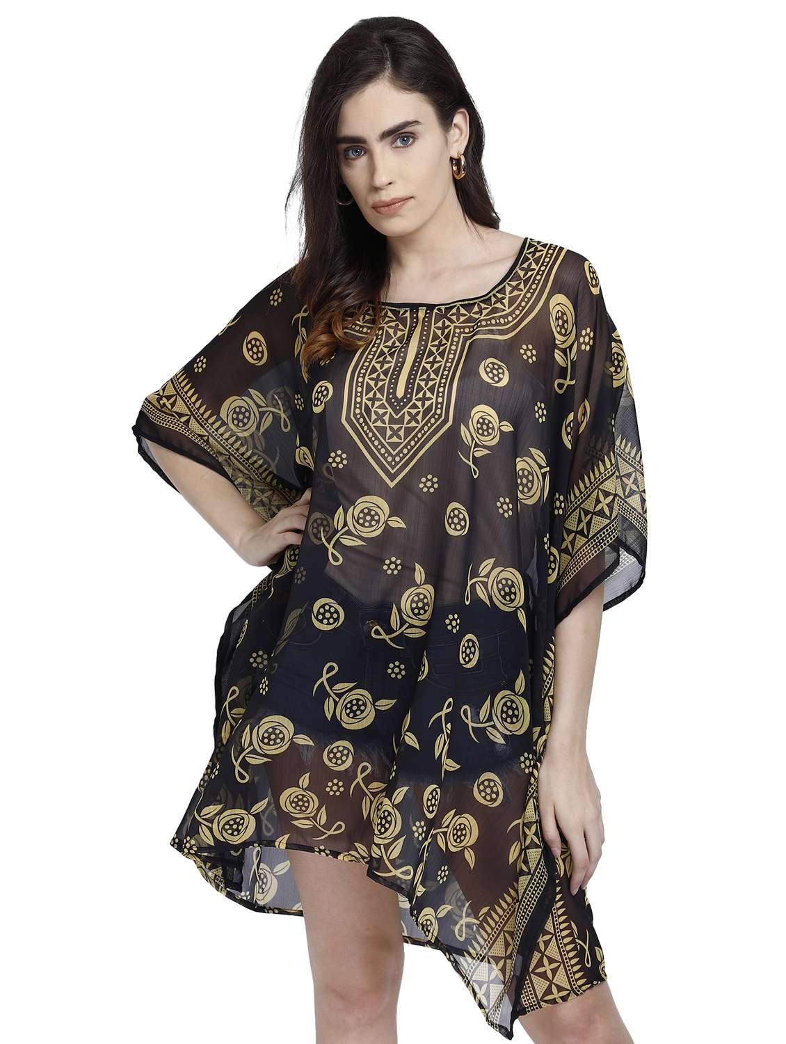 v-neck printed kaftan dress - 17837766 -  Zoom Image - 0