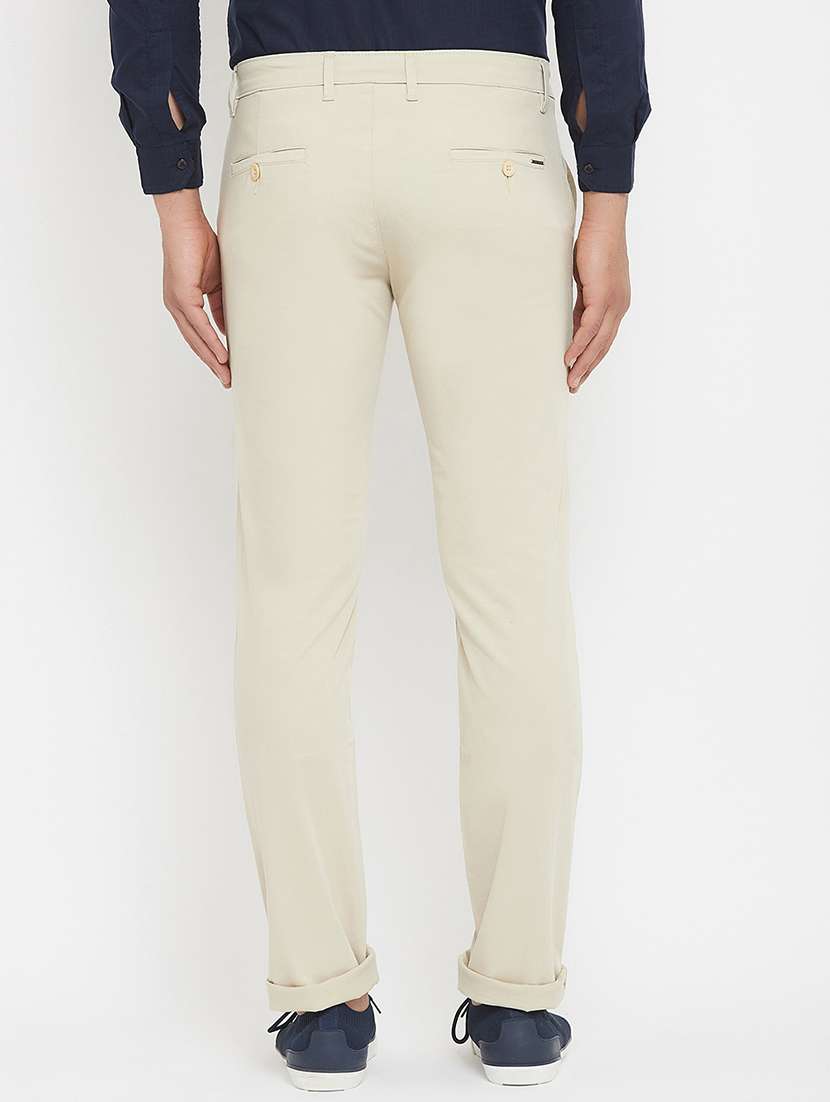 beige solid chinos - 17837937 - Standard Image - 2
