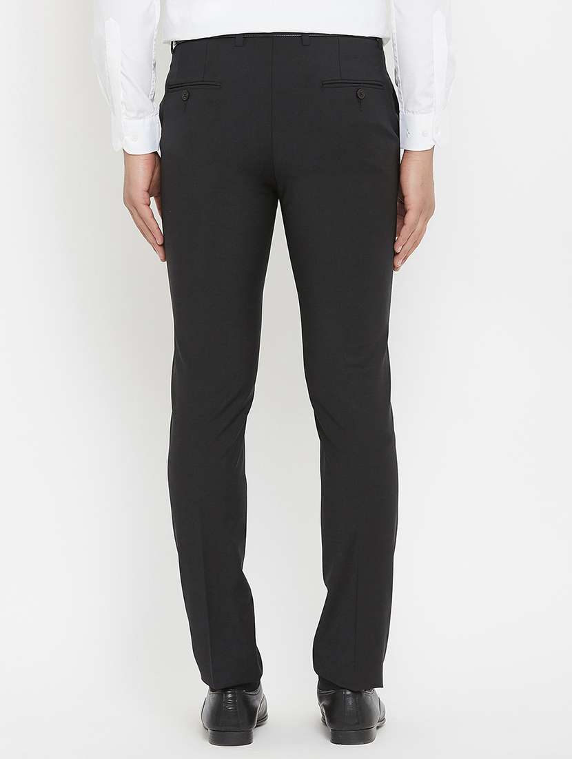 black solid flat front formal trouser - 17837942 - Standard Image - 2
