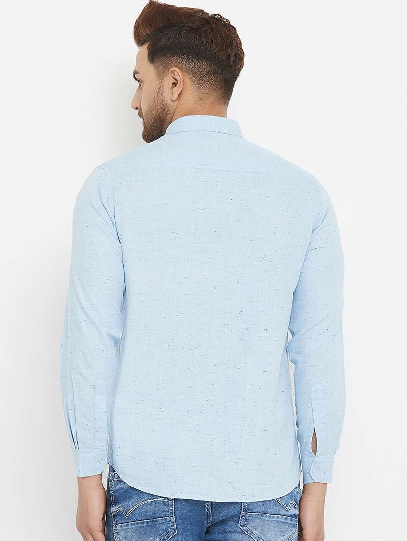 light blue self design casual shirt - 17837950 - Standard Image - 2
