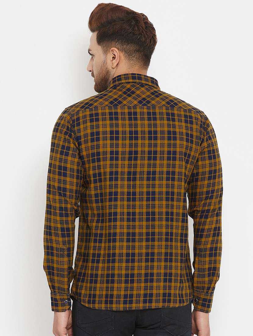 yellow checkered casual shirt - 17837977 - Standard Image - 2