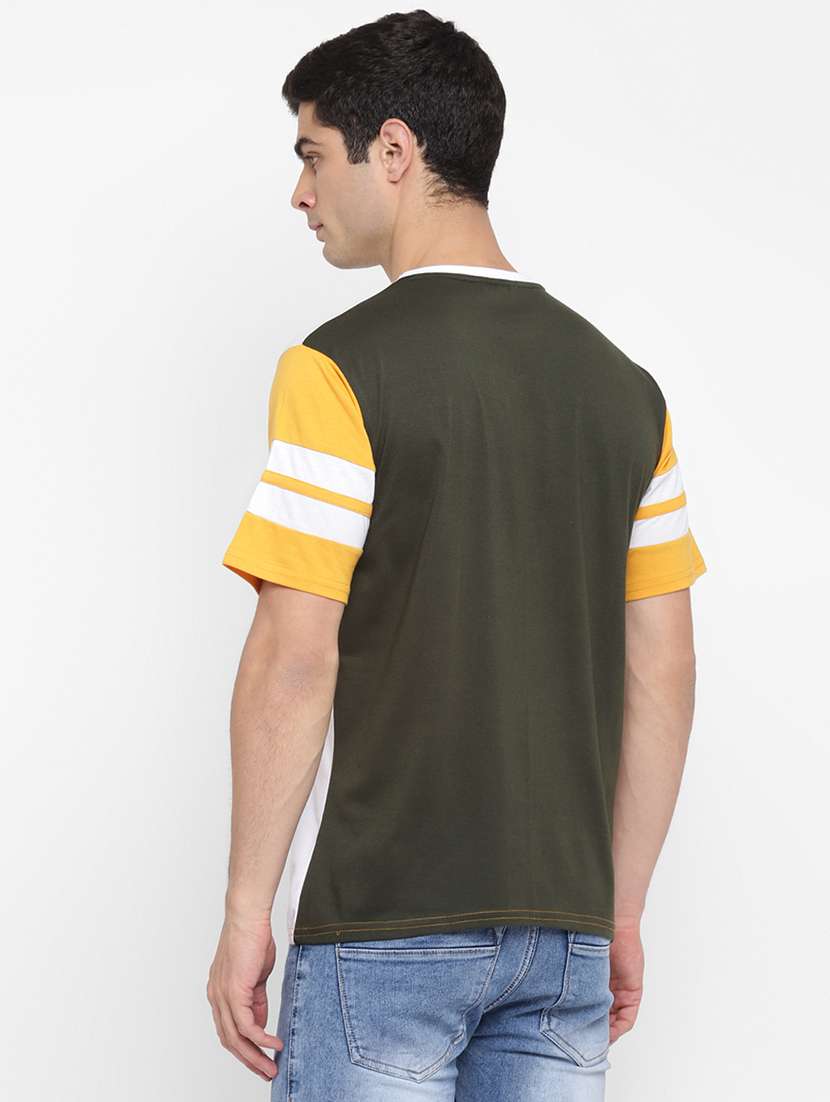mustard color block cut & sew t-shirt - 17839092 - Standard Image - 2