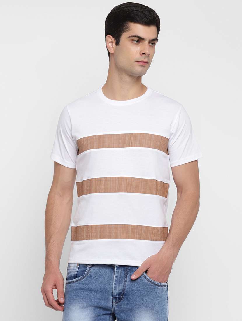 white color block cut & sew t-shirt