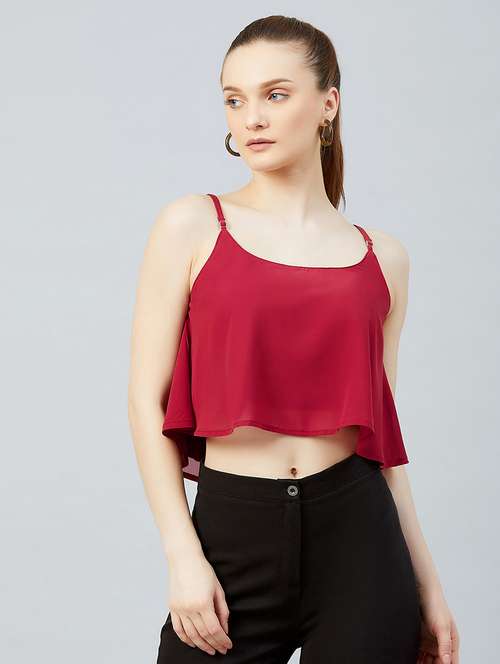 women's crop shoulder strap top - 17839139 - Standard Image - 0