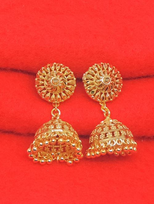 gold brass jhumka earring - 17839364 -  Standard Image - 0