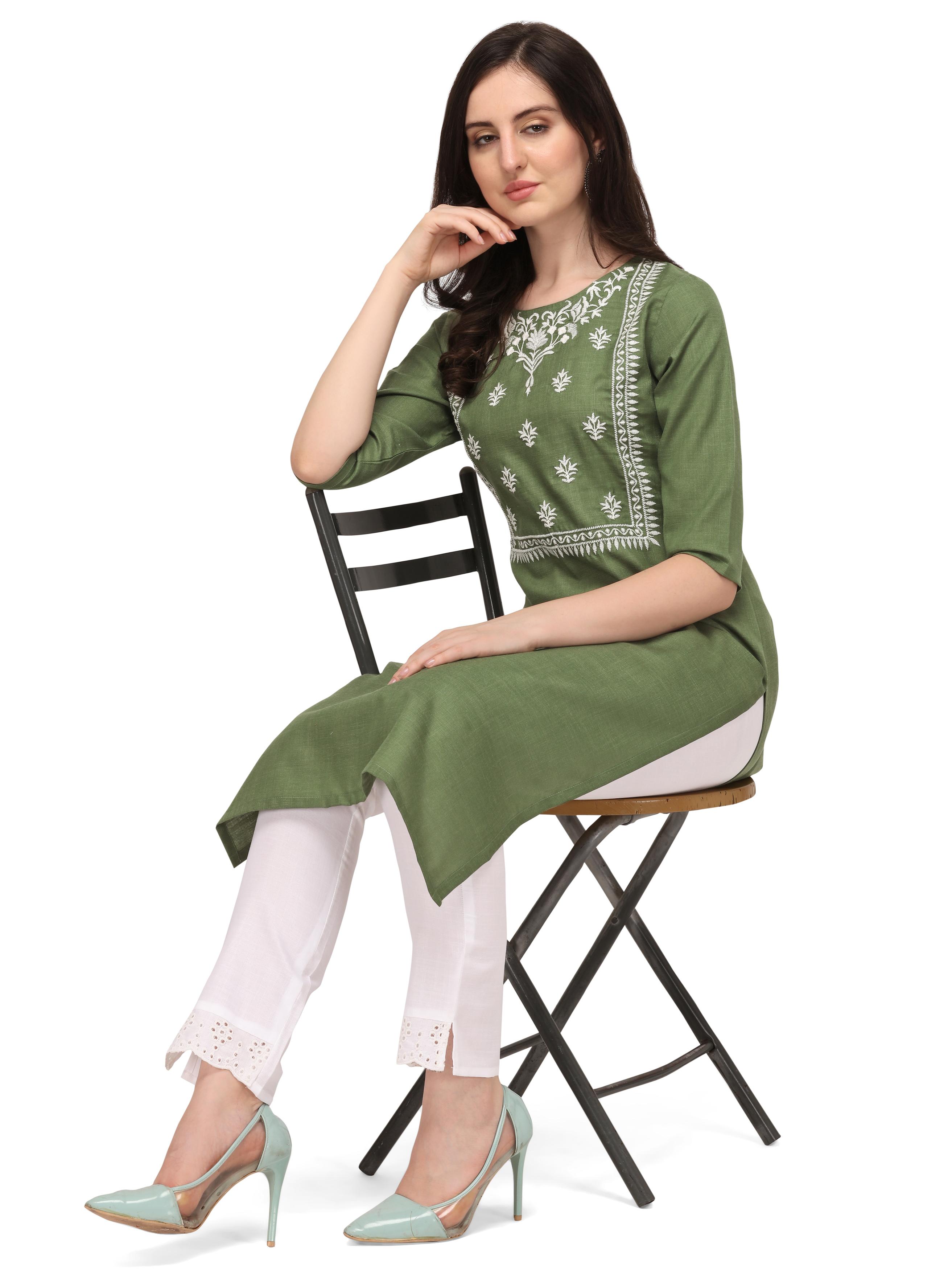 women's embroidered kurta with pants care - 17840825 - Standard Image - 2