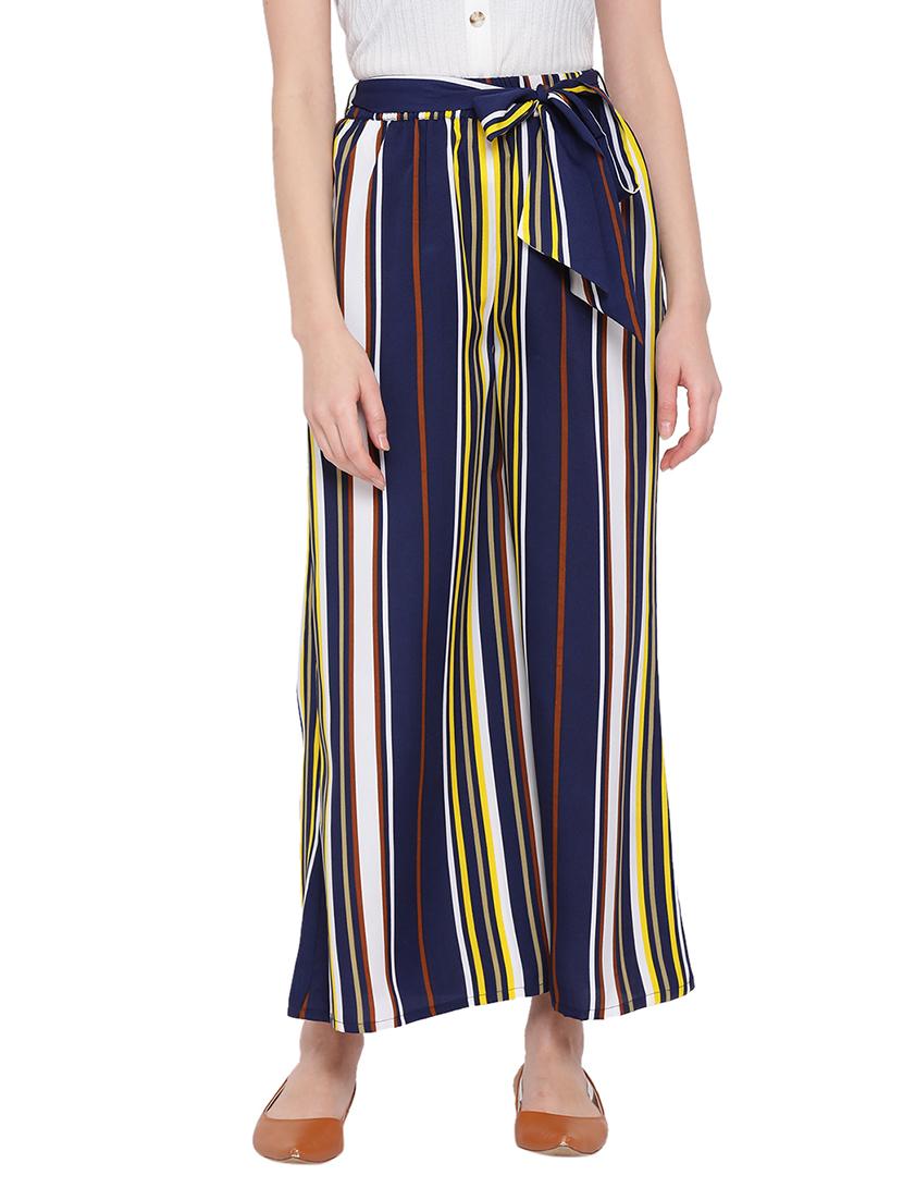 striped flat front wide leg trouser - 17843593 -  Zoom Image - 0