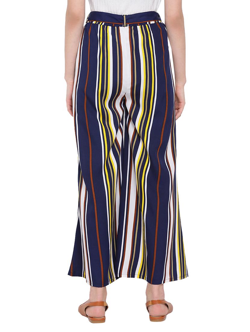 striped flat front wide leg trouser - 17843593 - Standard Image - 2