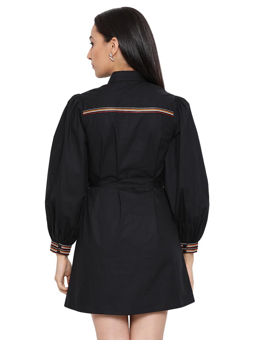 tie front contrast taped dress - 17843626 - Standard Image - 2