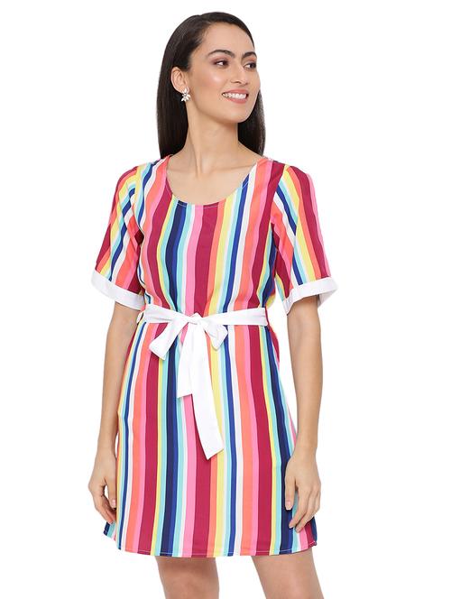 tie front striped a-line dress - 17843629 - Standard Image - 0