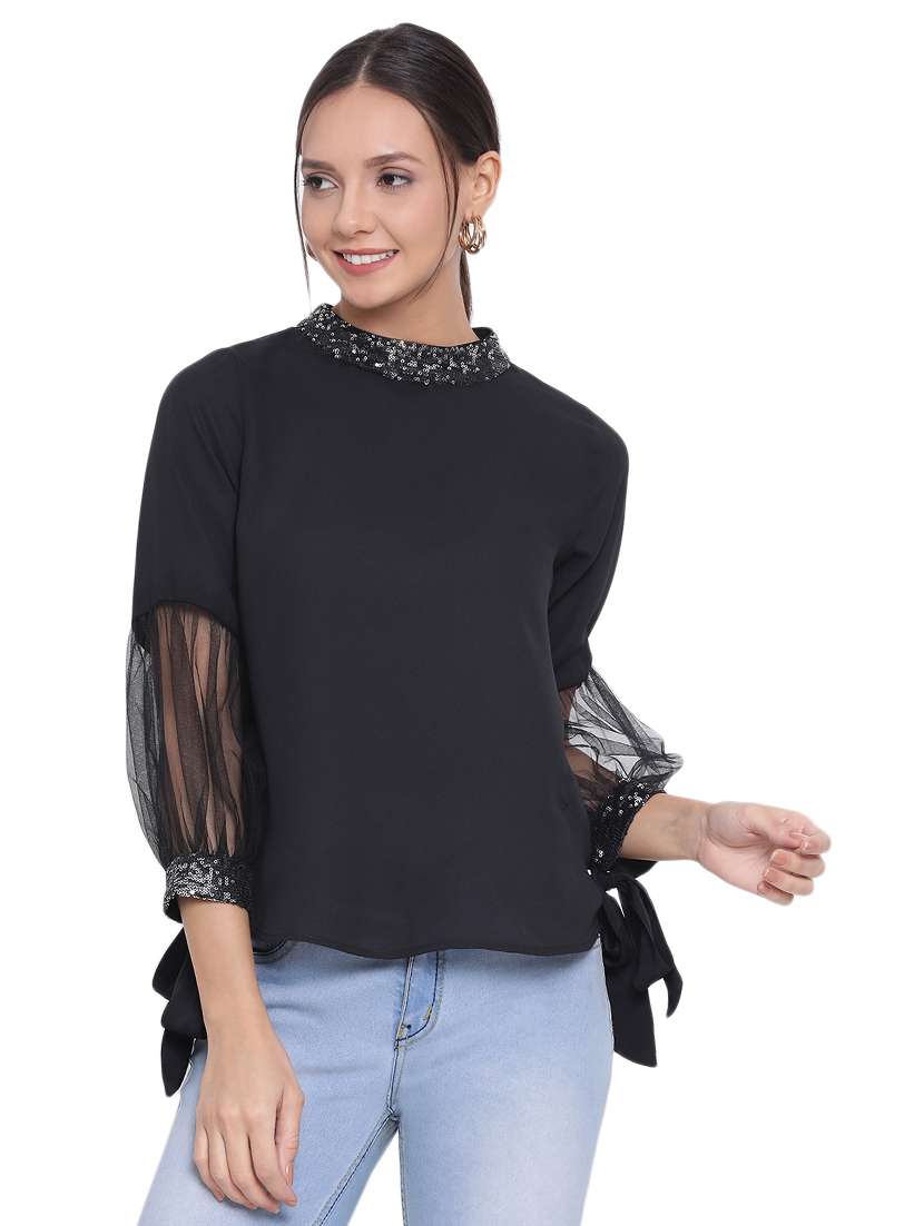 women's straight mock neck top