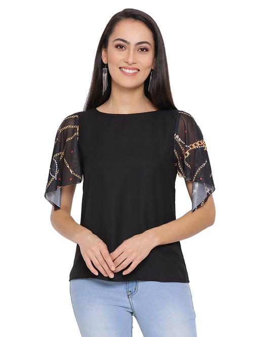 bell sleeved round neck top - 17843633 - Standard Image - 0