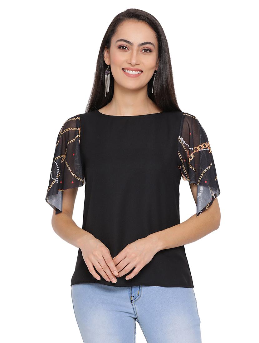 bell sleeved round neck top - 17843633 - Zoom Image - 0