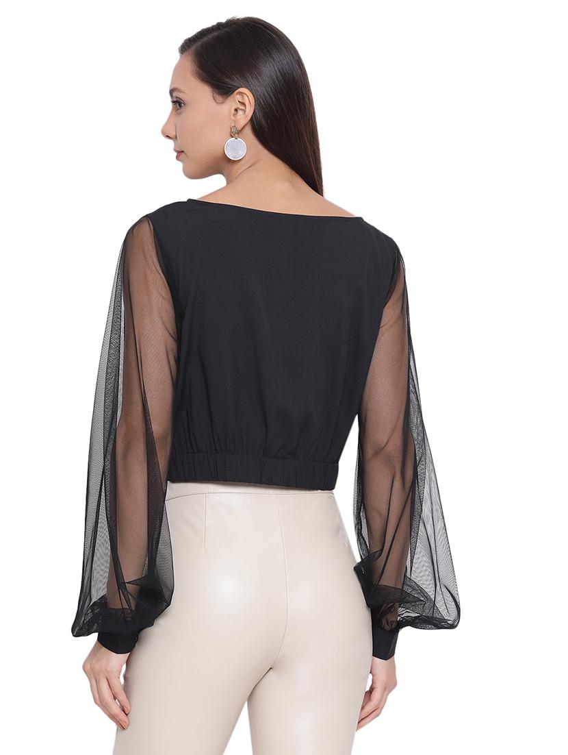 bishop sleeved crop top - 17843634 - Standard Image - 2