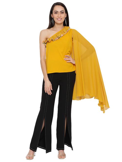 exaggerated sleeved solid top - 17843645 - Standard Image - 0