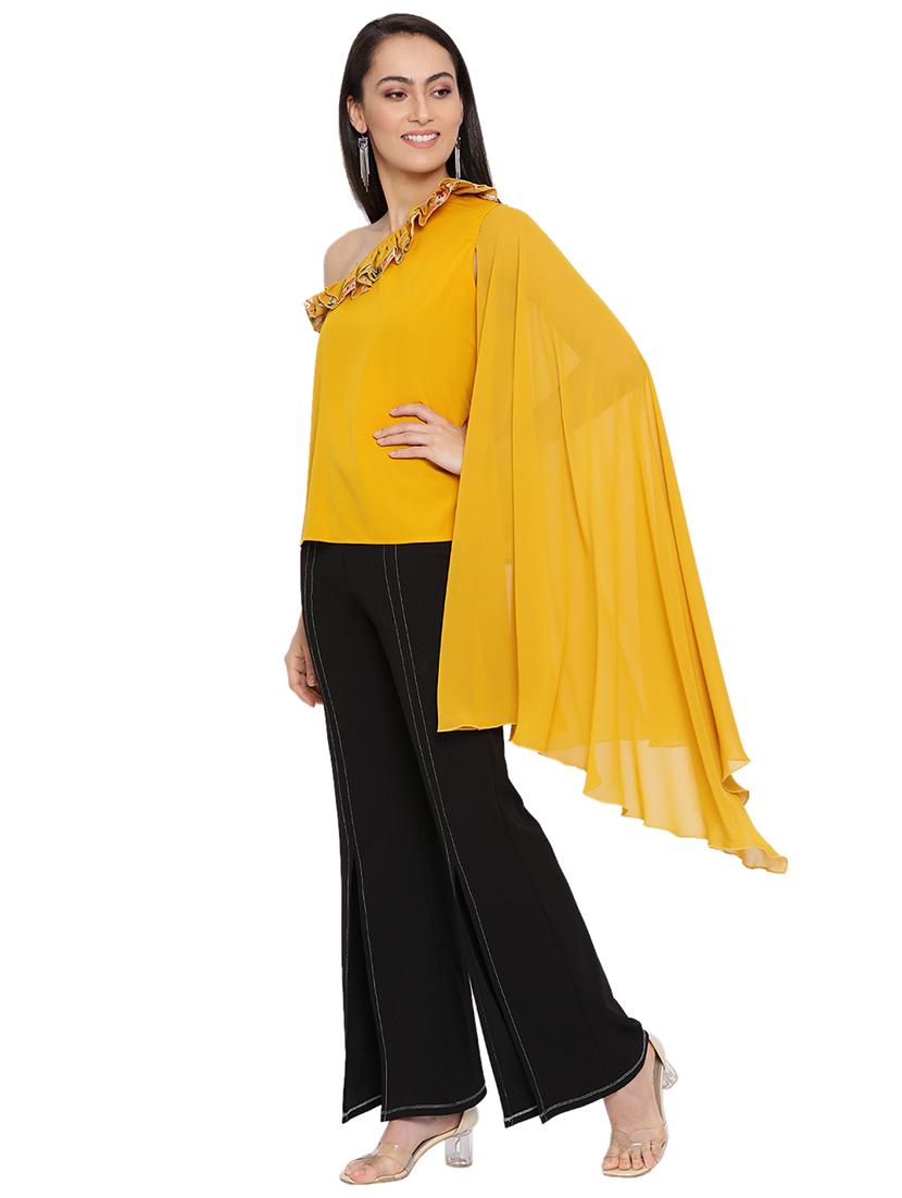 exaggerated sleeved solid top - 17843645 - Standard Image - 2