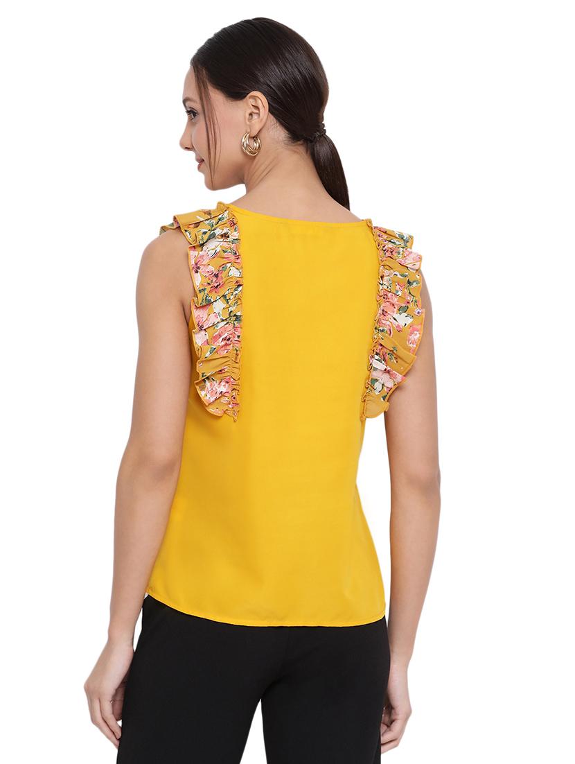 frill detail round neck top - 17843646 - Standard Image - 2