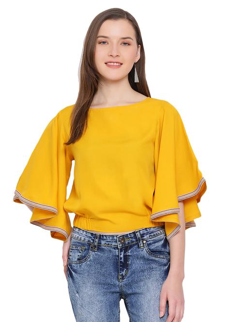 bell sleeved solid top - 17843648 - Standard Image - 0