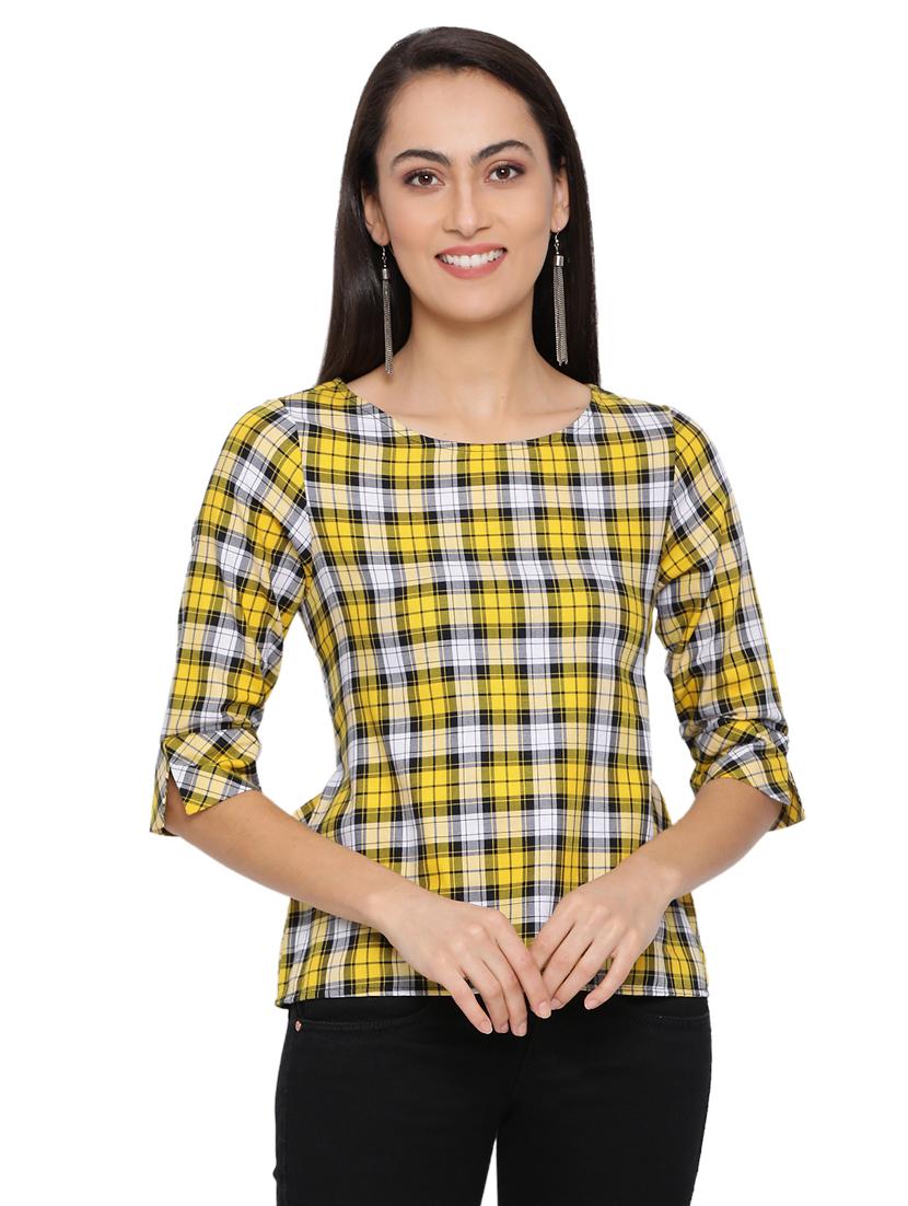 tie back checkered  top - 17843650 -  Zoom Image - 0