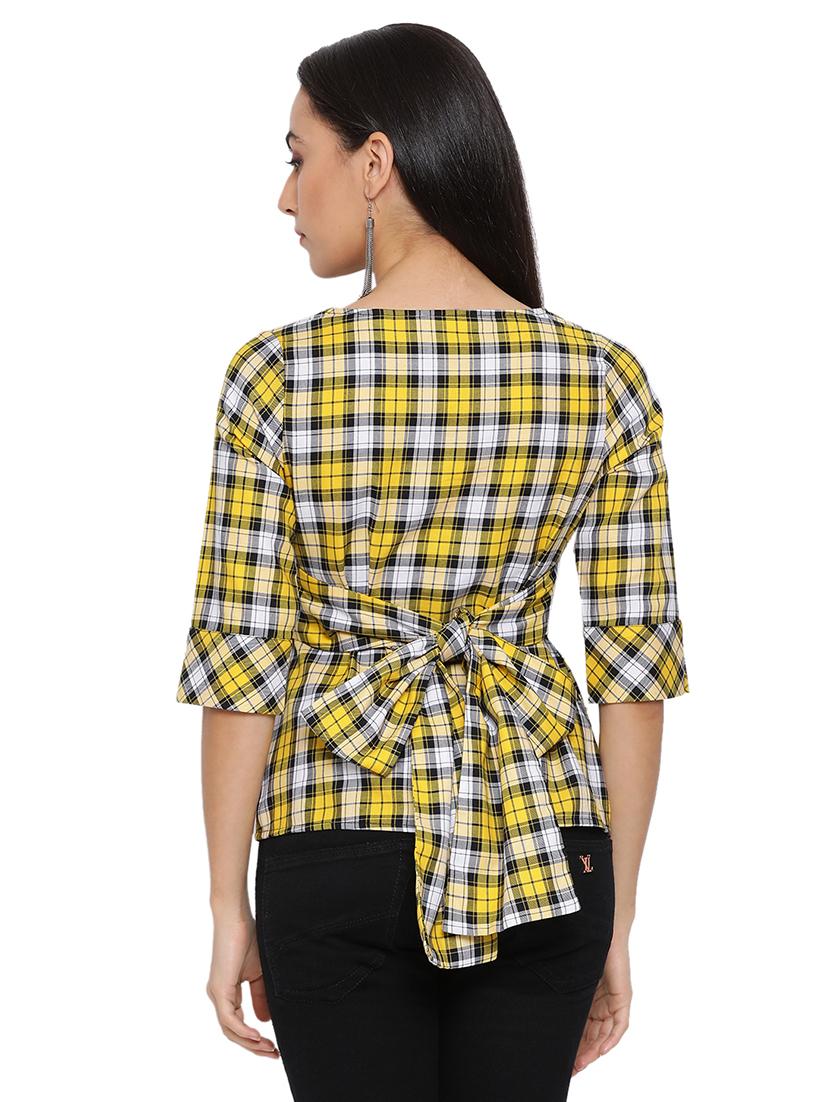 tie back checkered top - 17843650 - Standard Image - 2