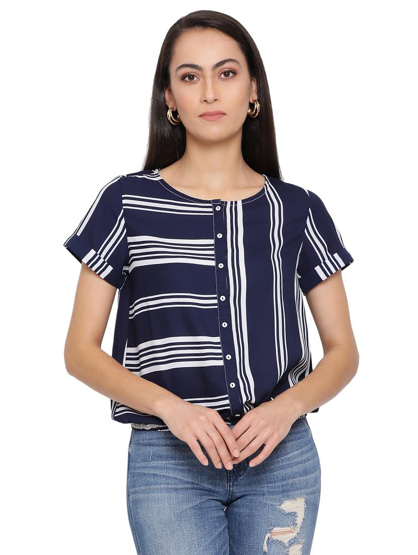 round neck striped top - 17843655 - Zoom Image - 0