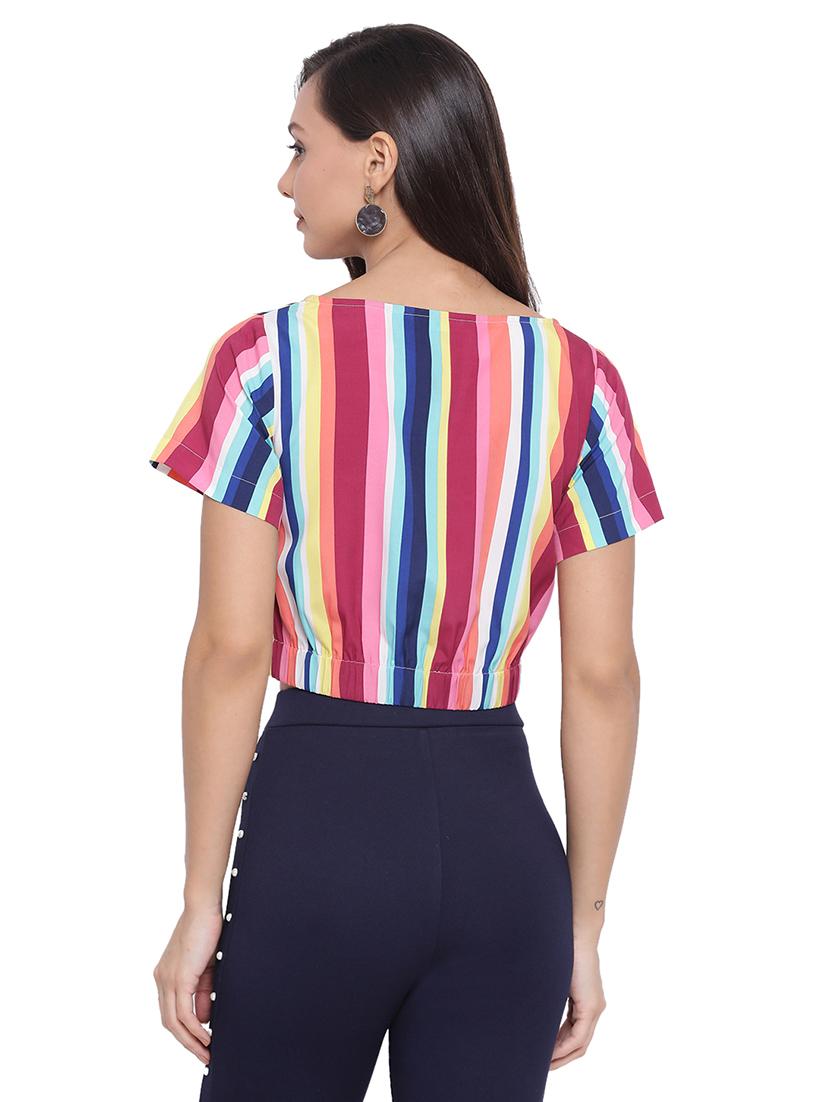 women's crop round neck top - 17843657 - Standard Image - 2