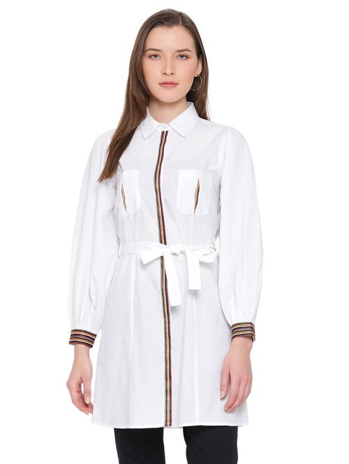 tie front contrast taped top - 17843667 - Standard Image - 0