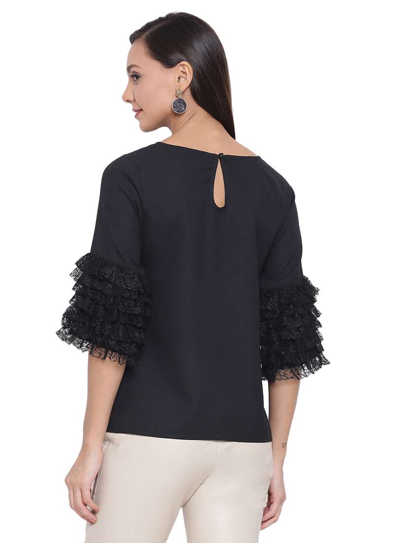 women's straight round neck top - 17843675 - Standard Image - 2