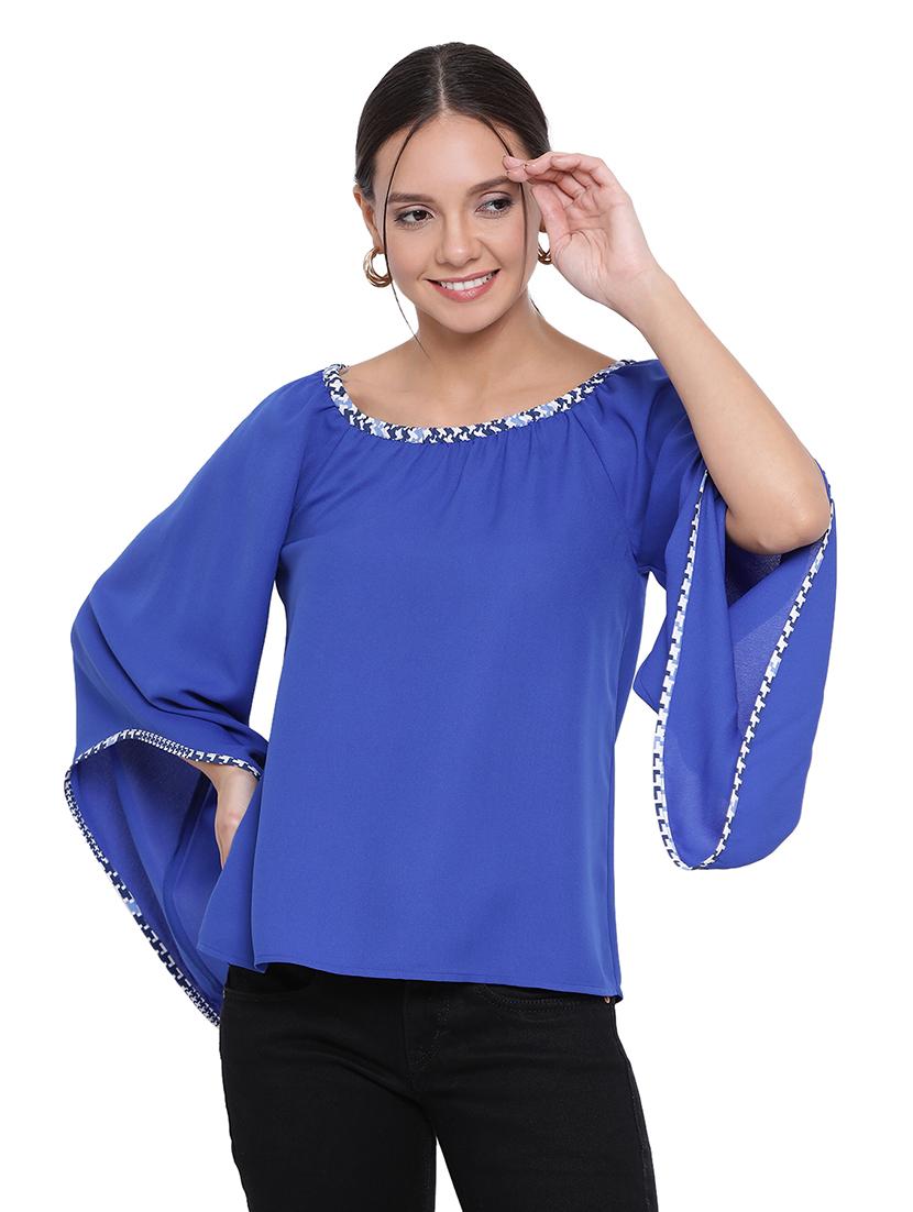 bell sleeved contrast bind top - 17843679 - Zoom Image - 0