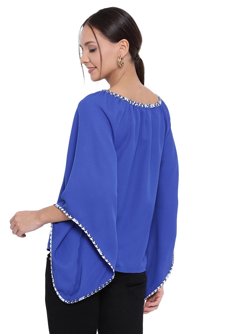 bell sleeved contrast bind top - 17843679 - Standard Image - 2