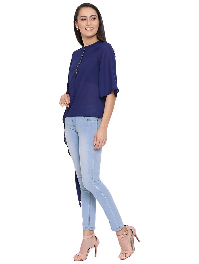 embellished hem solid top - 17843681 - Standard Image - 2