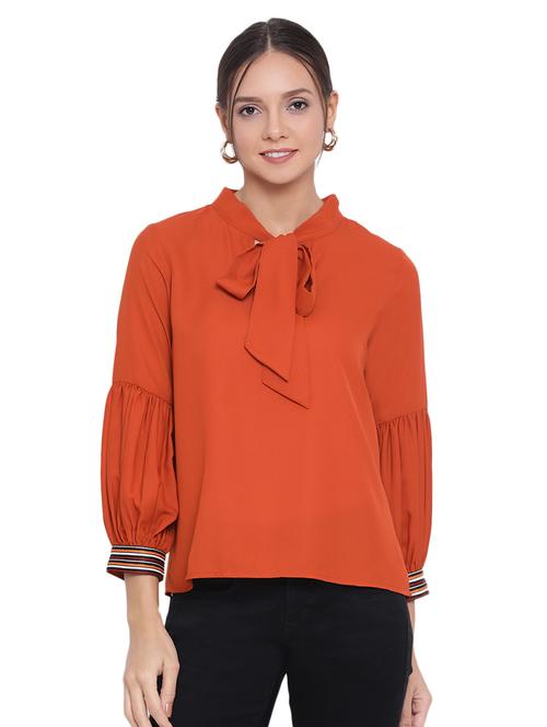 tie up neck bishop sleeved top - 17843684 -  Standard Image - 0