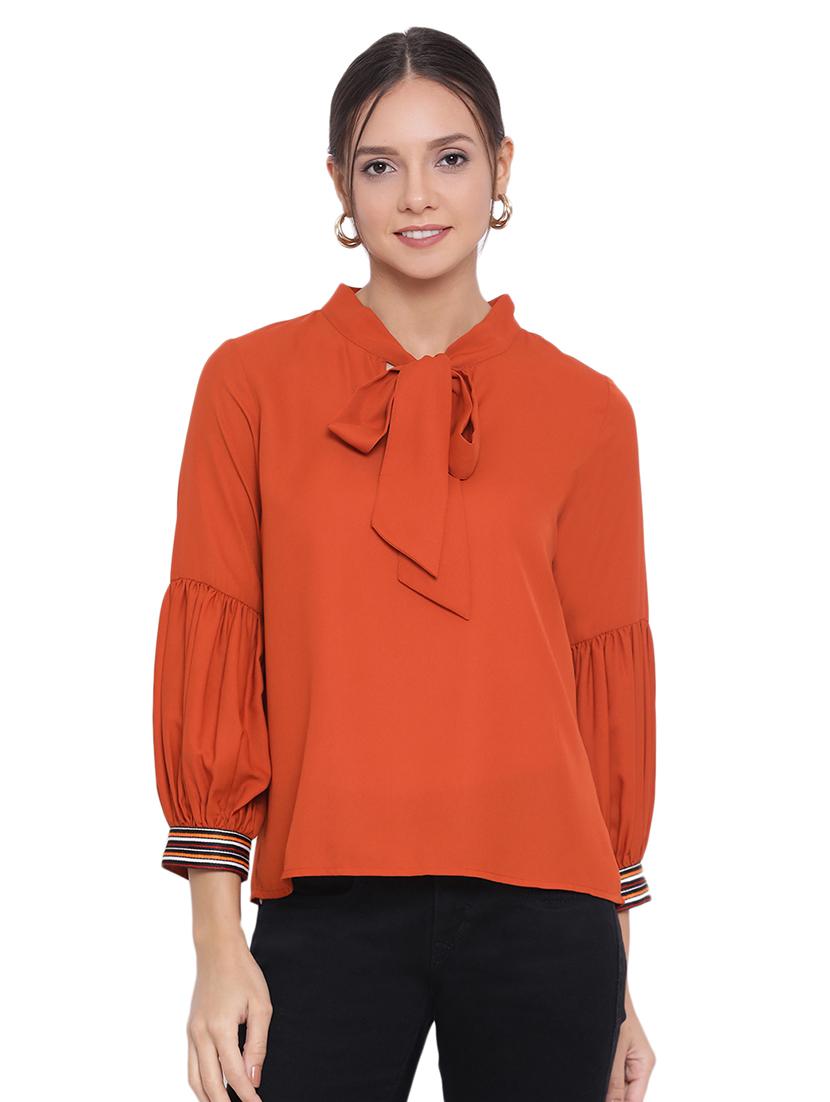 tie up neck bishop sleeved top - 17843684 -  Zoom Image - 0