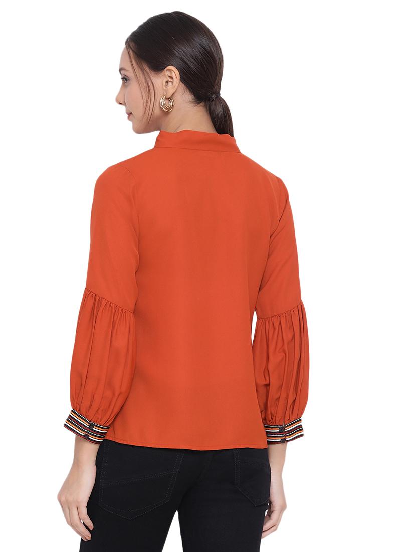tie up neck bishop sleeved top - 17843684 - Standard Image - 2