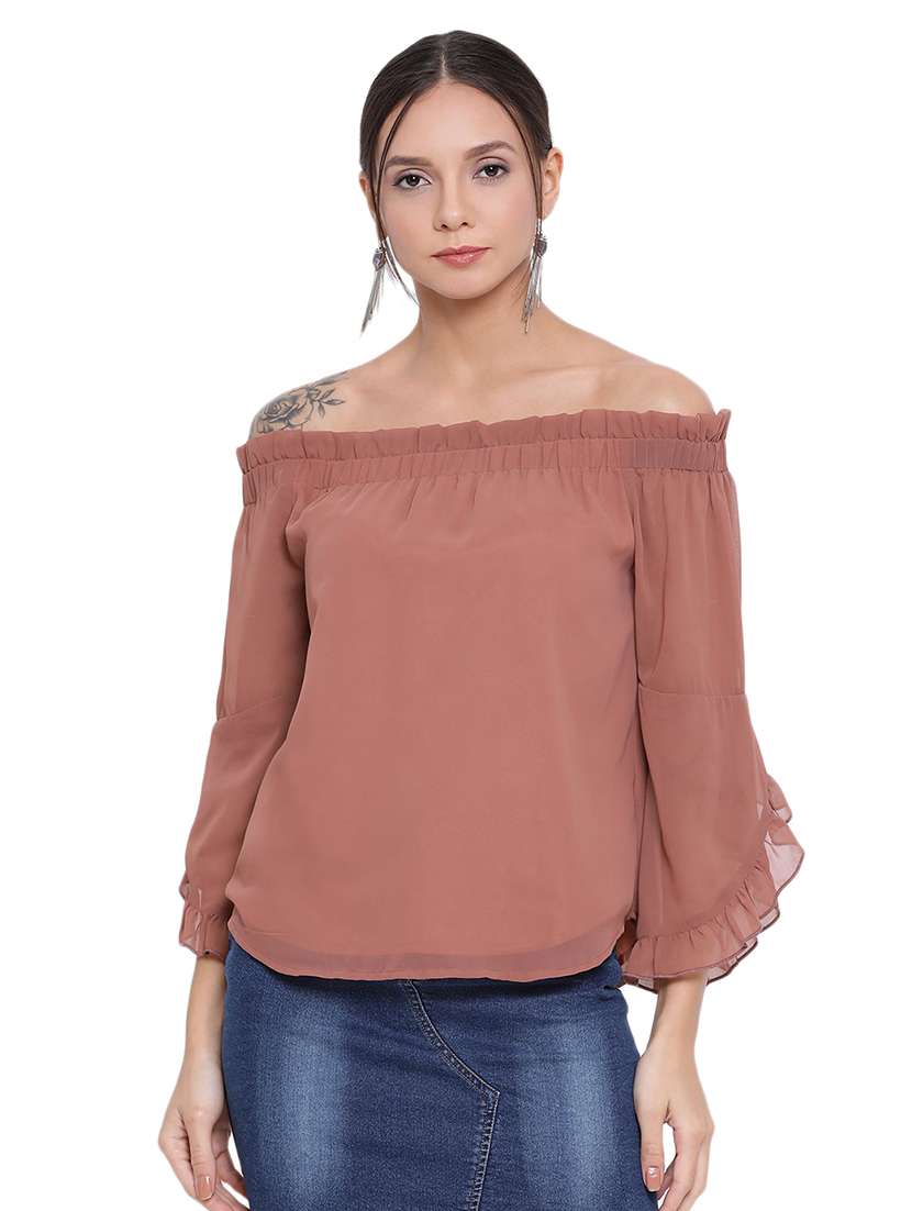 off shoulder solid top