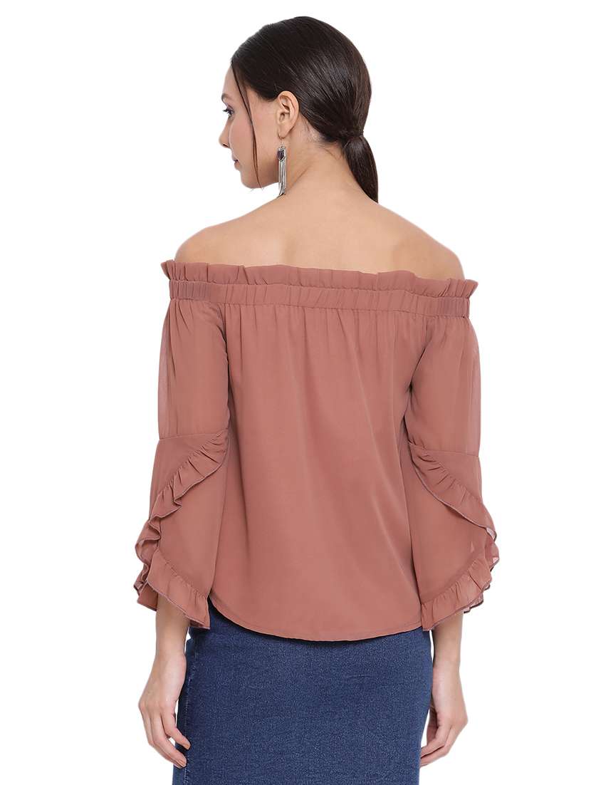 off shoulder solid top - 17843686 - Standard Image - 2