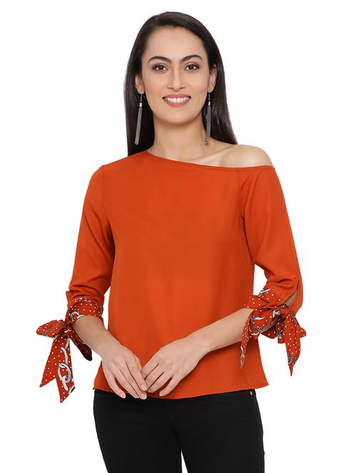 tie knot sleeved solid top - 17843687 -  Standard Image - 0