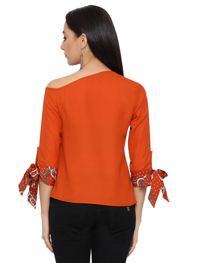 tie knot sleeved solid top - 17843687 - Standard Image - 2