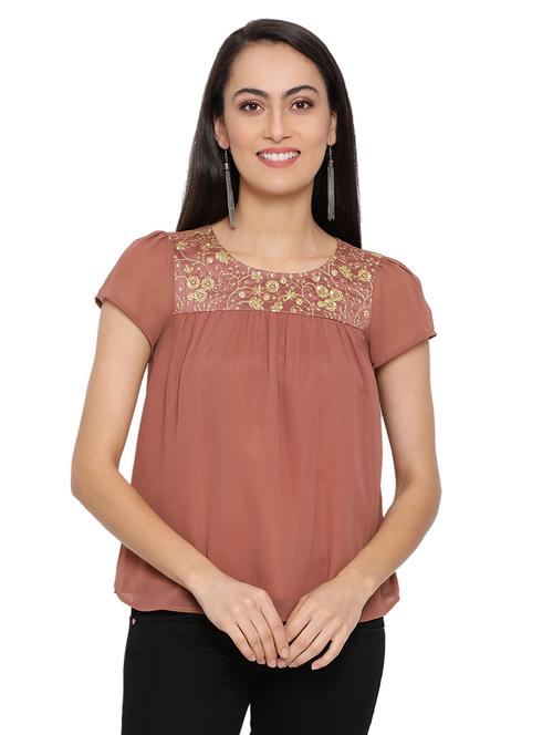 embellished detail round neck top - 17843688 - Standard Image - 0