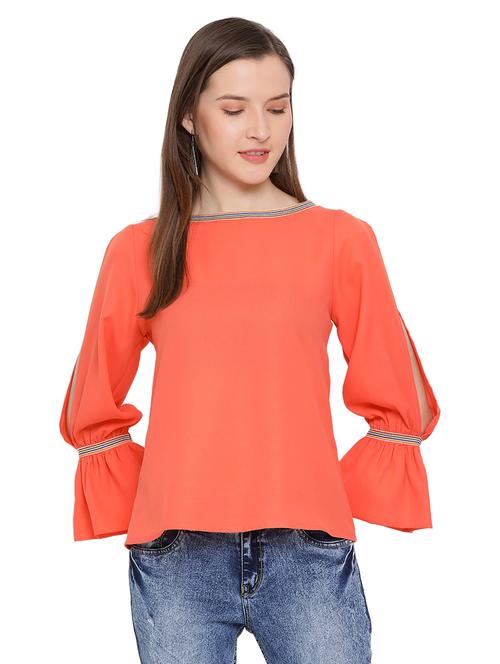 bell sleeved solid top - 17843696 - Standard Image - 0