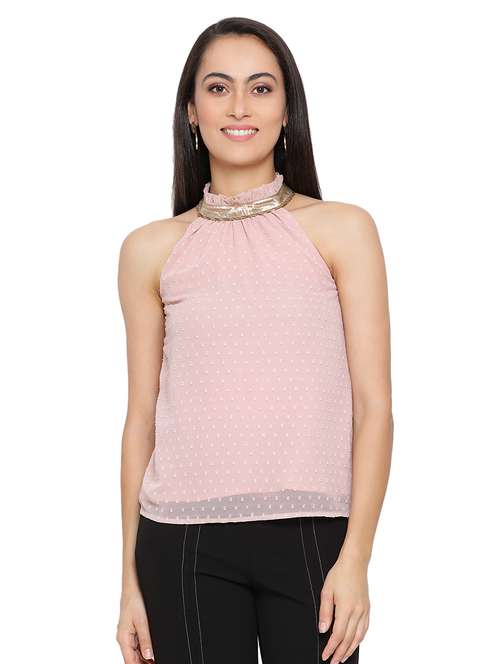 halter neck dobby top - 17843699 -  Standard Image - 0