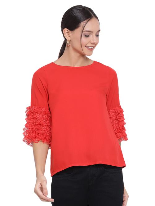 bell sleeved solid top - 17843703 - Standard Image - 0