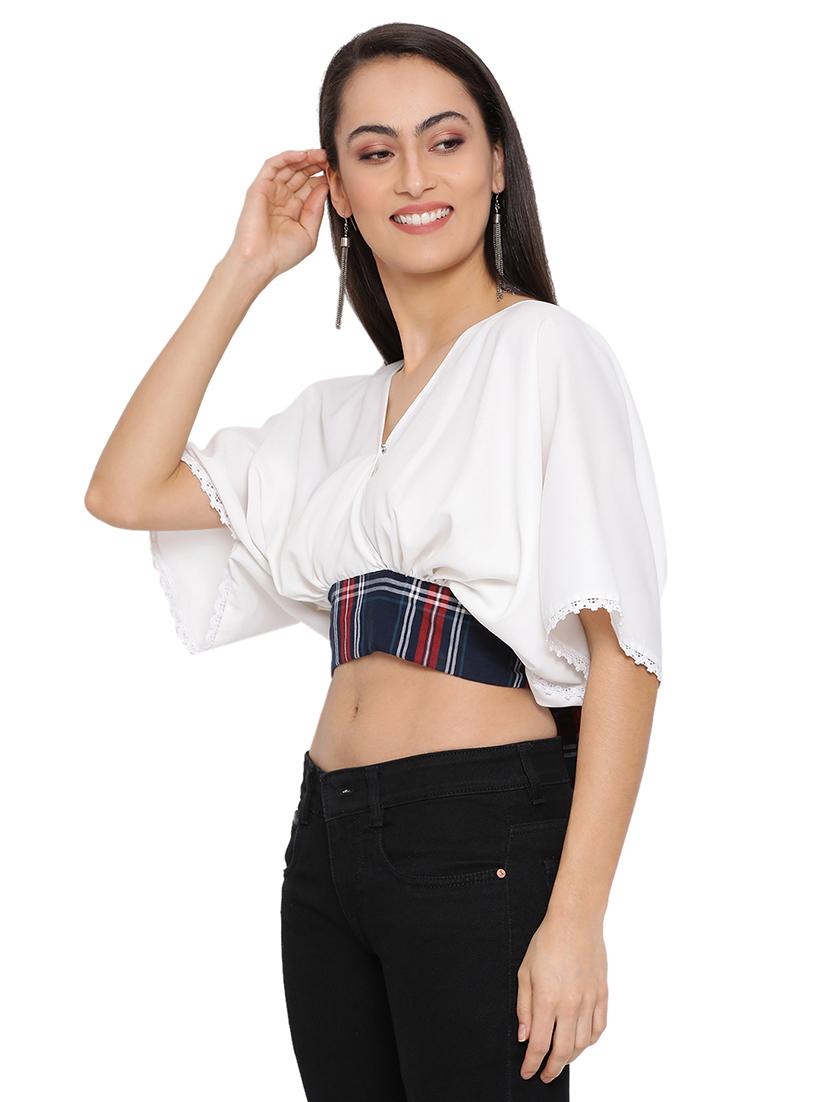 overlap neck crop top - 17843706 - Standard Image - 2