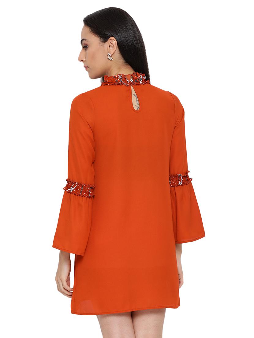 bell sleeved solid a-line dress - 17843712 - Standard Image - 2