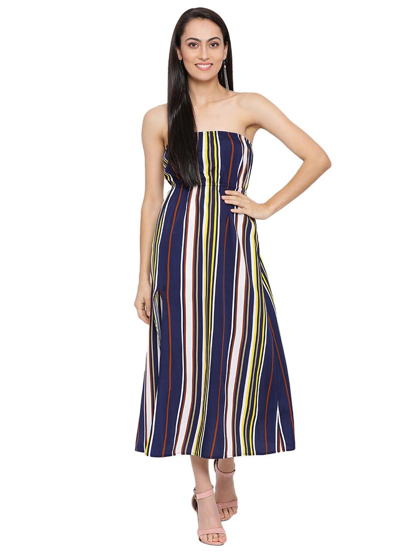 off shoulder striped maxi dress - 17843715 - Zoom Image - 0