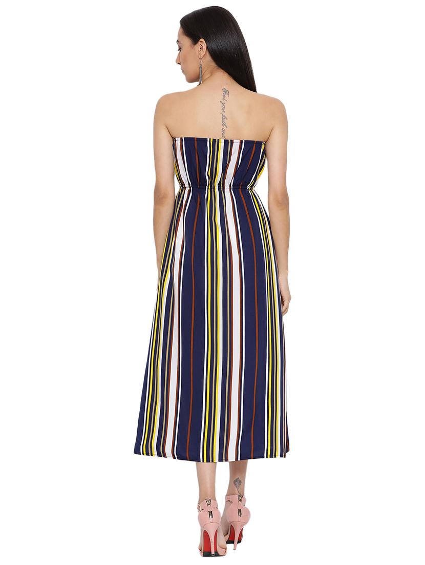 off shoulder striped maxi dress - 17843715 - Standard Image - 2