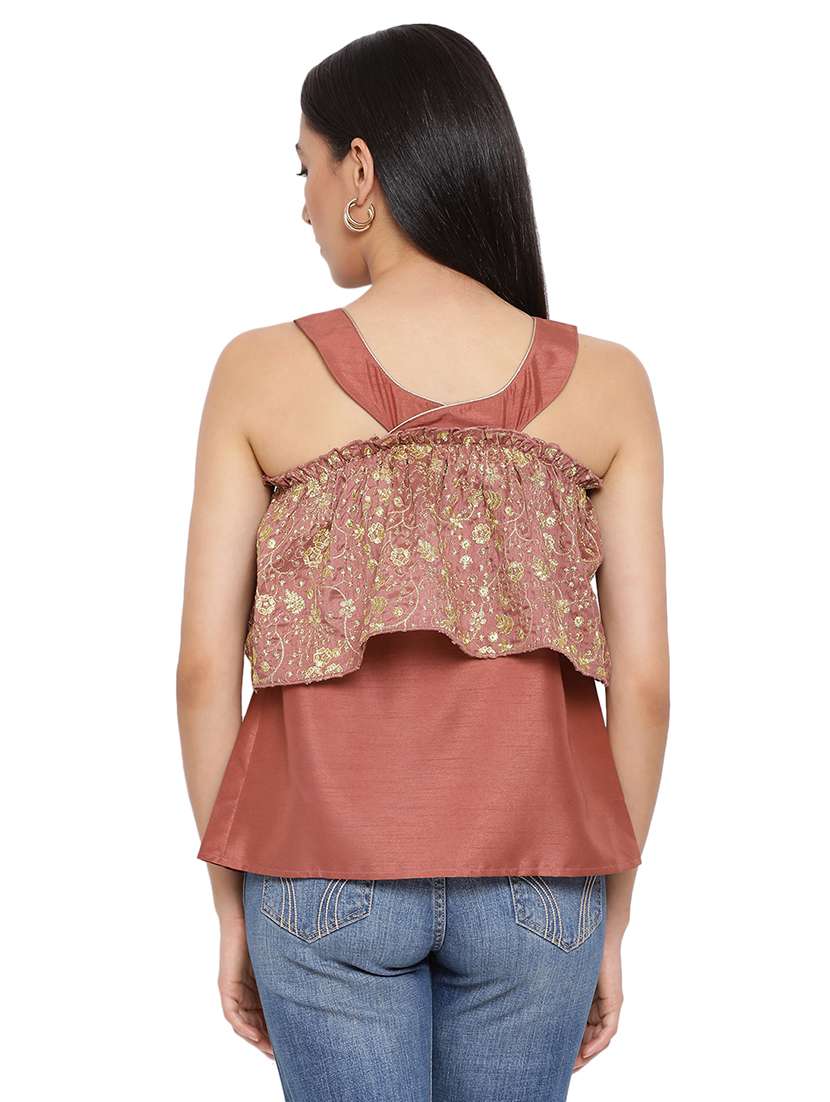 round neck embellished layered top - 17843719 - Standard Image - 2