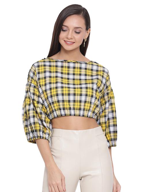 boat neck checkered  top - 17843721 -  Standard Image - 0