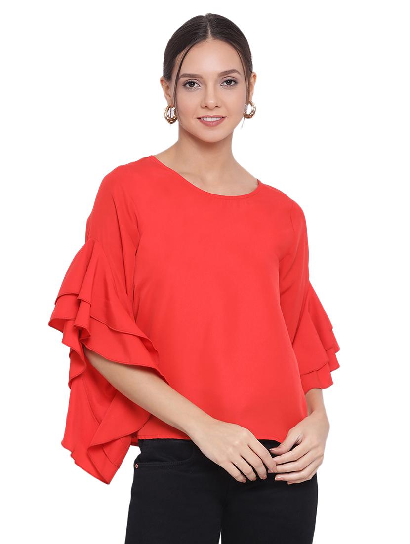 bell sleeved solid top - 17843727 -  Zoom Image - 0