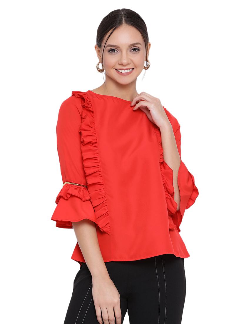 bell sleeved solid top - 17843728 -  Zoom Image - 0